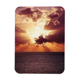 Cloudy Sunset Over Sea Horizon Magnet