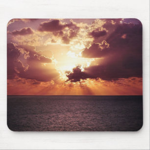 Cloudy Sunset Over Sea Horizon Mouse Pad