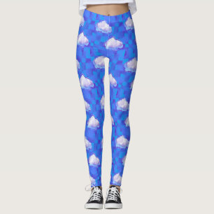 Cloudy Surreal Sky Check Print Leggings