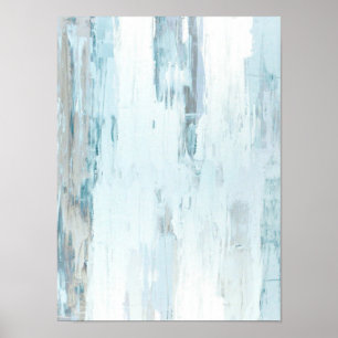 'Cloudy' Teal and Beige Abstract Art Poster