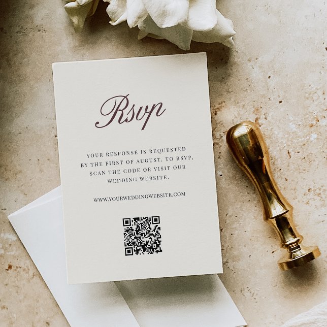 Clove | Classic Script Wedding QR Code RSVP Enclosure Card (Creator Uploaded)