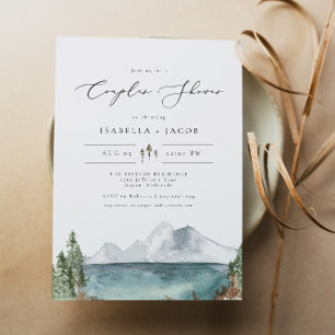 CLOVER Boho Rustic Mountain Lake Couples Shower In Invitation