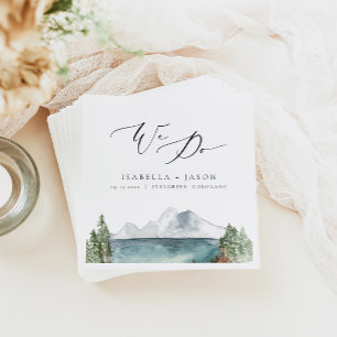 CLOVER Boho Rustic Mountain Lake Wedding Napkin