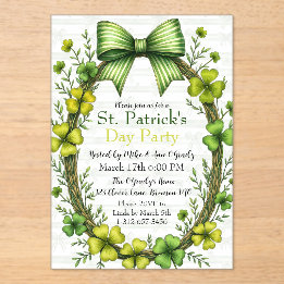 Clover & Bow St. Patrick’s Day Party Design Acrylic Invitations
