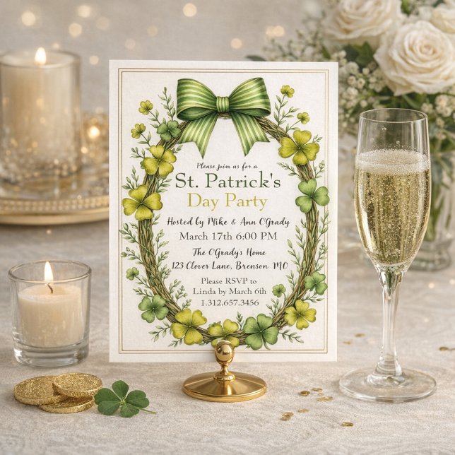 Clover & Bow St. Patrick’s Day Party Design Invitation (Creator Uploaded)