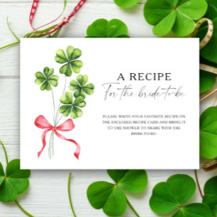 Clover Bridal shower Recipe for the bride to be Enclosure Card