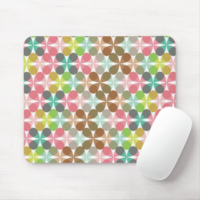 Clover Chic Retro Mod Pastels Pattern Vector Art Mouse Pad (With Mouse)