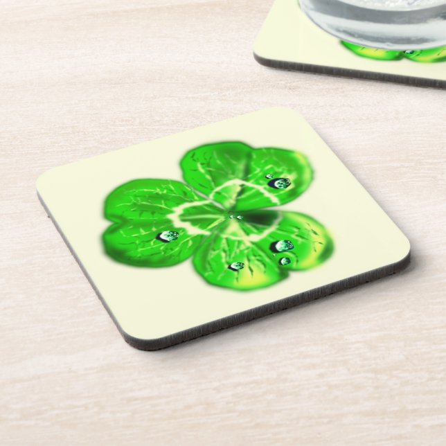 Clover Dew Drops Beverage Coaster Fresh Green (Left Side)
