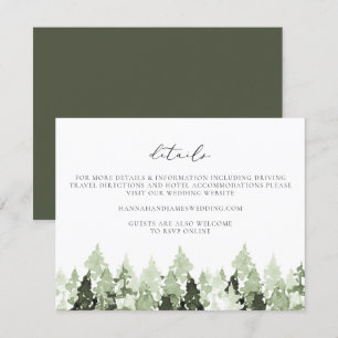 CLOVER Earthy Green Pine Tree Wedding Details Card
