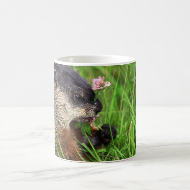 Clover-eating Groundhog Coffee Mug (Center)