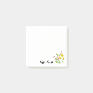 Clover flower bouquet monogram teacher post-it notes