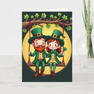 Clover Hearts Leprechaun Love Card