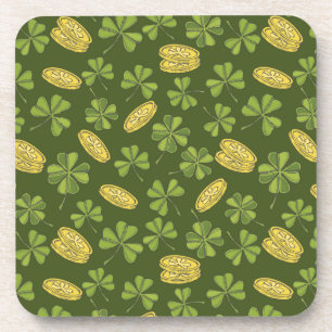 Clover Leaf & Gold Coin Pattern Coaster