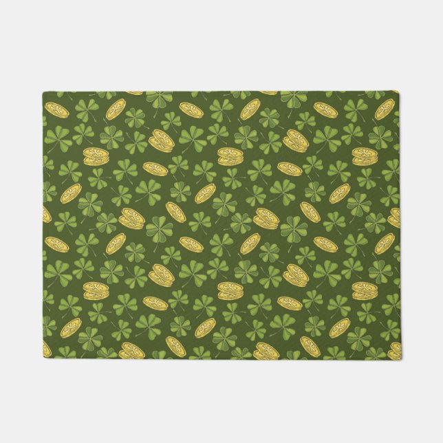 Clover Leaf & Gold Coin Pattern Doormat (Front)