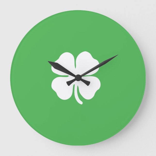 Clover Leaf Round (Large) Wall Clock (Front)