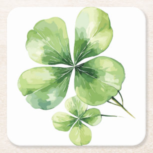 Clover leaf square paper coaster