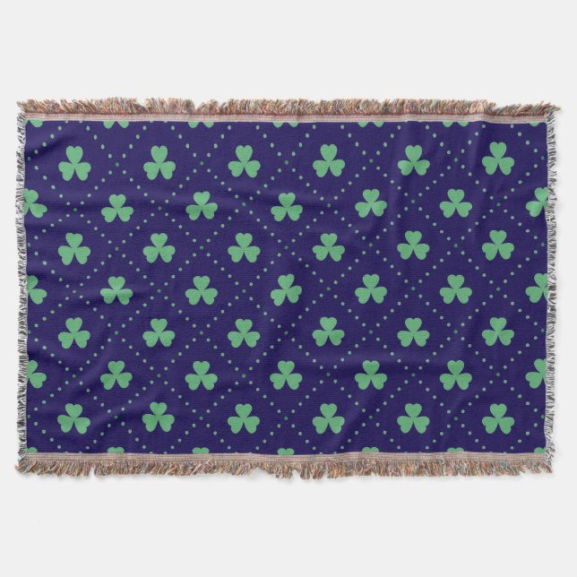 Clover Leaves St. Patrick's Day Pattern-53223 Throw Blanket (Front)