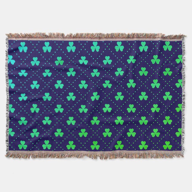 Clover Leaves St. Patrick's Day Pattern-53223 Throw Blanket (Front)