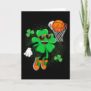 Clover Leprechaun Sketll Dunk St Patricks Day Men Card