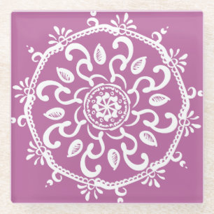 Clover Mandala Glass Coaster