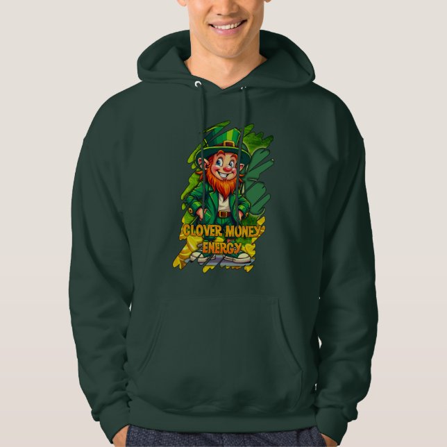 Clover Money Energy – Lucky Leprechaun - camiseta Hoodie (Front)