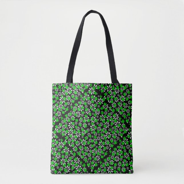 Clover pattern 01w Black BG Tote Bag (Front)