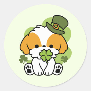 Clover Pup Love – St. Patrick's Day Dog Design Classic Round Sticker