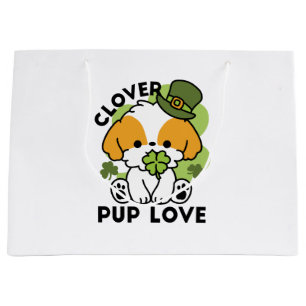 Clover Pup Love – St. Patrick's Day Dog Design Large Gift Bag