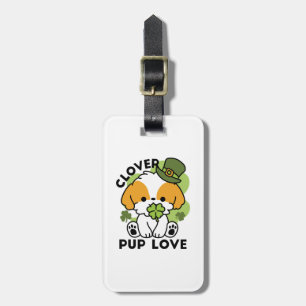 Clover Pup Love – St. Patrick's Day Dog Design Luggage Tag