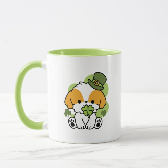 Clover Pup Love – St. Patrick's Day Dog Design Mug (Left)