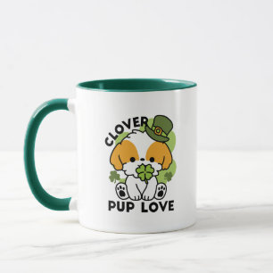 Clover Pup Love – St. Patrick's Day Dog Design Mug