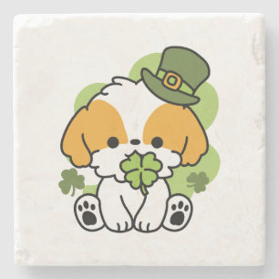 Clover Pup Love – St. Patrick's Day Dog Design Stone Coaster
