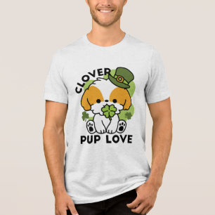 Clover Pup Love – St. Patrick's Day Dog Design Tri-Blend Shirt