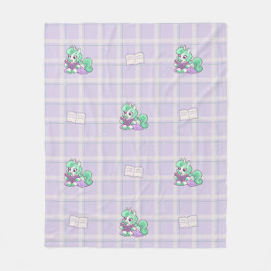 Clover Reading Unicorn and Books Cosy Pattern Fleece Blanket