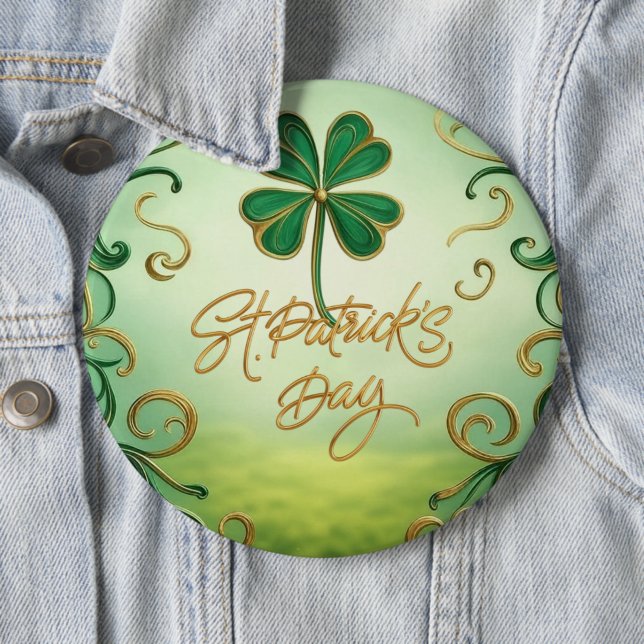 Clover Saint Patrick's Day 6 Cm Round Badge (In Situ)