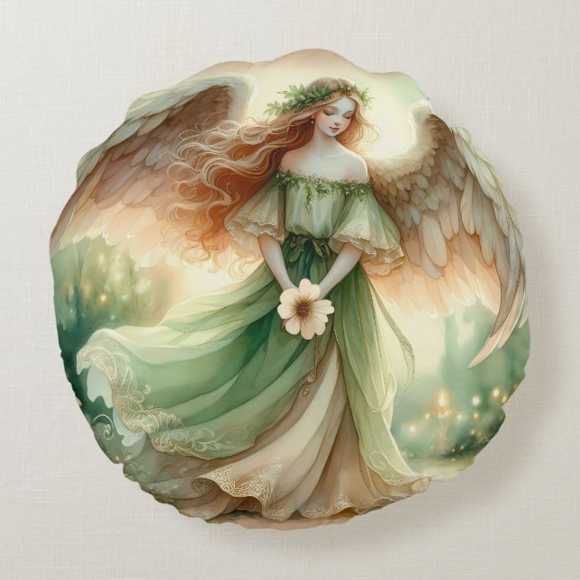 Clover Serenity Angel Round Cushion (Back)