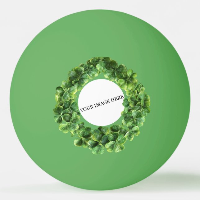 Clover Shamrock Circle Personalised Image Logo Ping Pong Ball (Front)