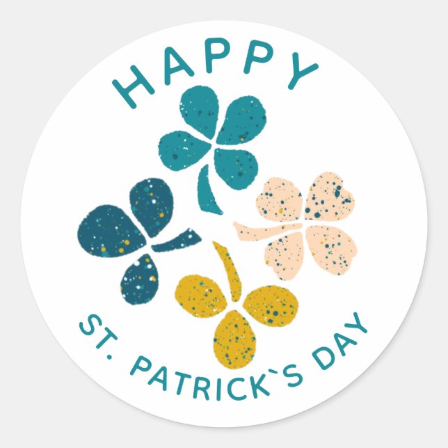 Clover Shamrock Drawing Happy St. Patrick`s day  Classic Round Sticker (Front)