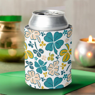 Clover Shamrock Green Pattern St. Patrick`s Day  Can Cooler