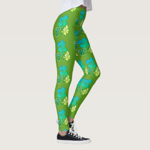 Clover Shamrock Green Pattern St. Patrick`s Day Leggings