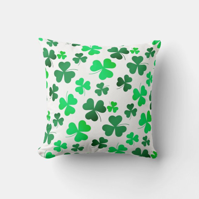 Clover Shamrock Irish Green Spring St Patricks Day Cushion (Front)