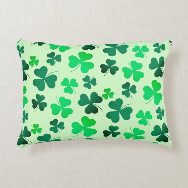 Clover Shamrock Irish Green Spring St Patricks Day Decorative Cushion (Front)