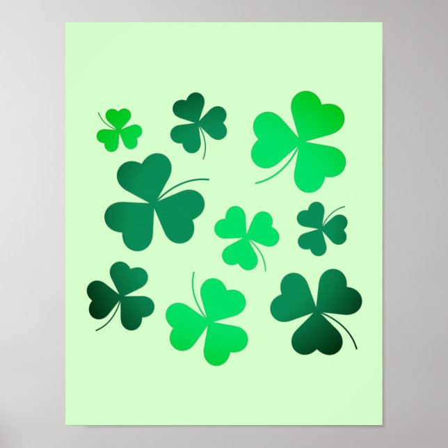 Clover Shamrock Irish Green Spring St Patricks Day Poster (Front)