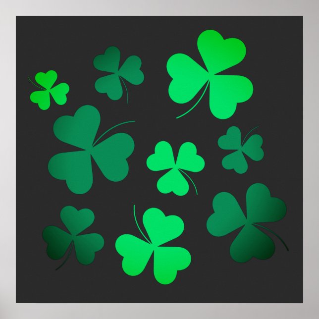 Clover Shamrock Irish Green Spring St Patricks Day Poster (Front)