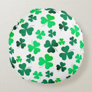 Clover Shamrock Irish Green Spring St Patricks Day Round Cushion