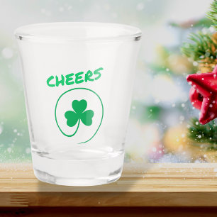 Clover Shamrock Irish Party St Patricks Day Cheers Shot Glass