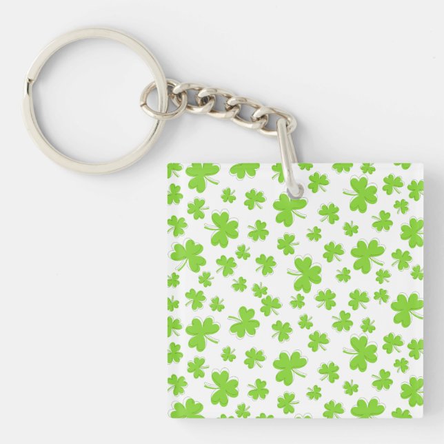 clover shamrock Lucky  Key Ring (Front)