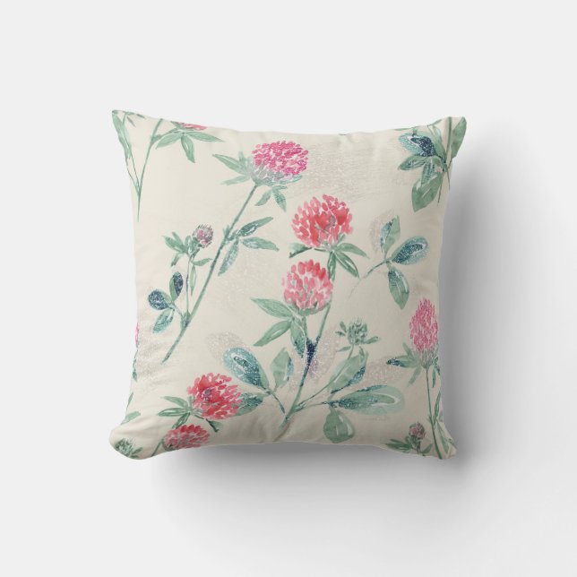 Clover, shamrock on beige. cushion (Front)