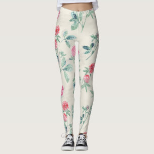 Clover, shamrock on beige. leggings