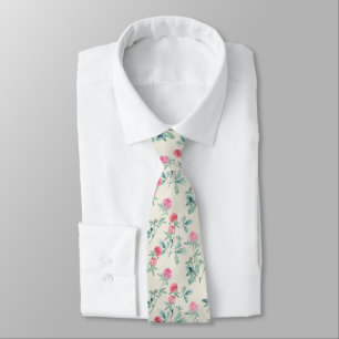 Clover, shamrock on beige. tie